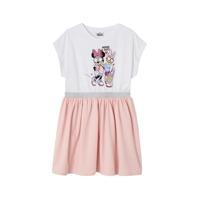 Robe patineuse Disney® Minnie et Daisy ceinture glitter rose poudré <span itemprop=