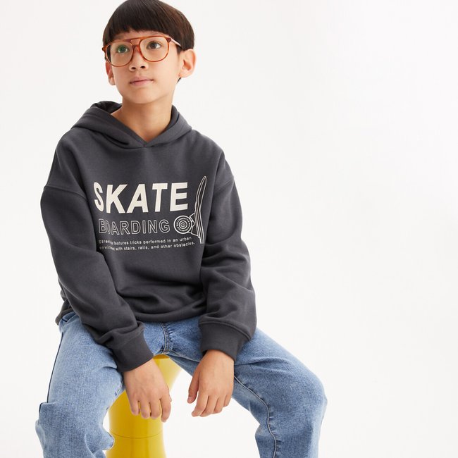 Kapuzensweater mit Message-Print, Sweatware dunkelgrau LA REDOUTE COLLECTIONS