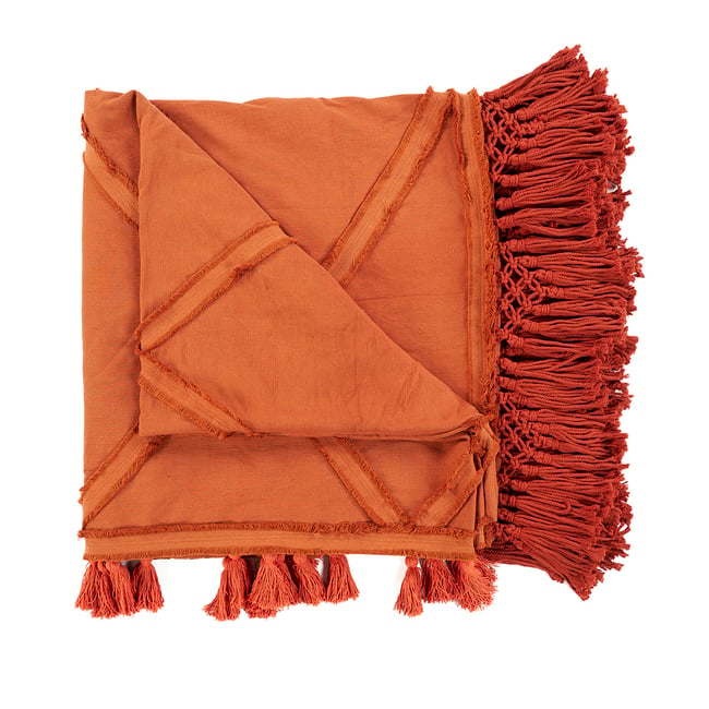 Plaid en coton BERBER rouille <span itemprop=