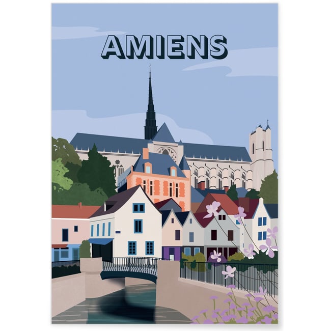 Affiche ville Amiens Couleur blanc <span itemprop=