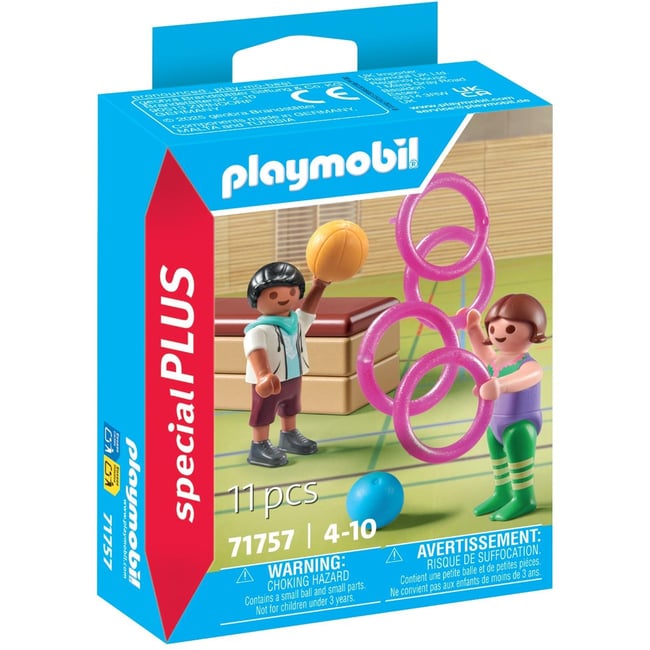 Duo d'enfants avec matériel de gymnastique v019845 <span itemprop=