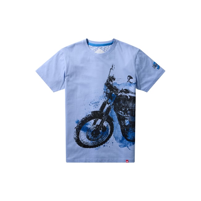 T-shirt graphique moto esquissée bleu <span itemprop=