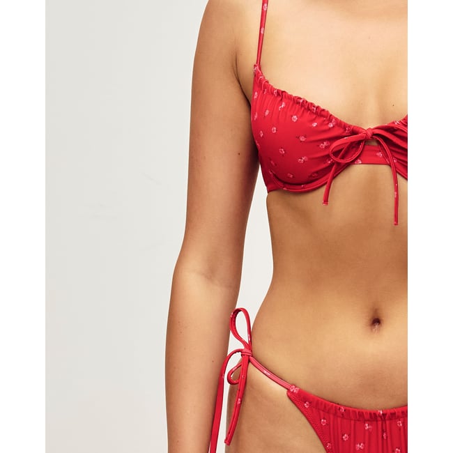 Haut de maillot de bain corbeille imprimé floral FLOWCOWBIZ rouge <span itemprop=