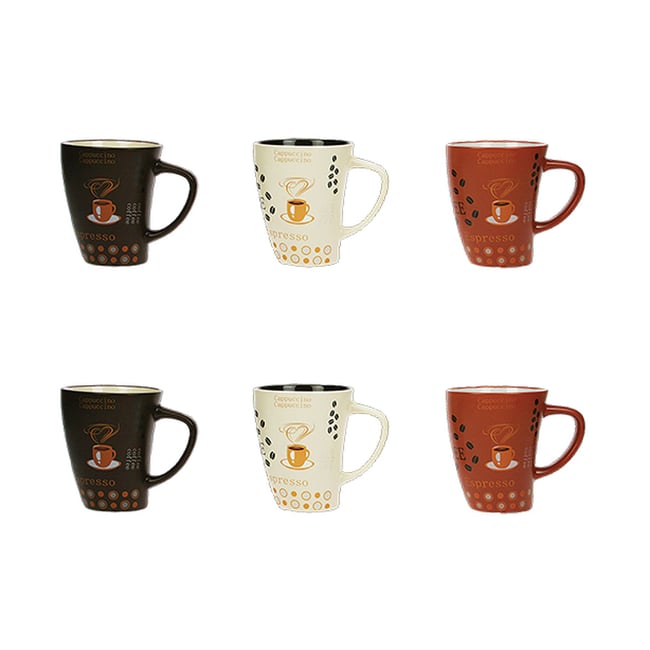 Lot de 6 mugs en grès 25cl, NOVA Couleur multicolore <span itemprop=