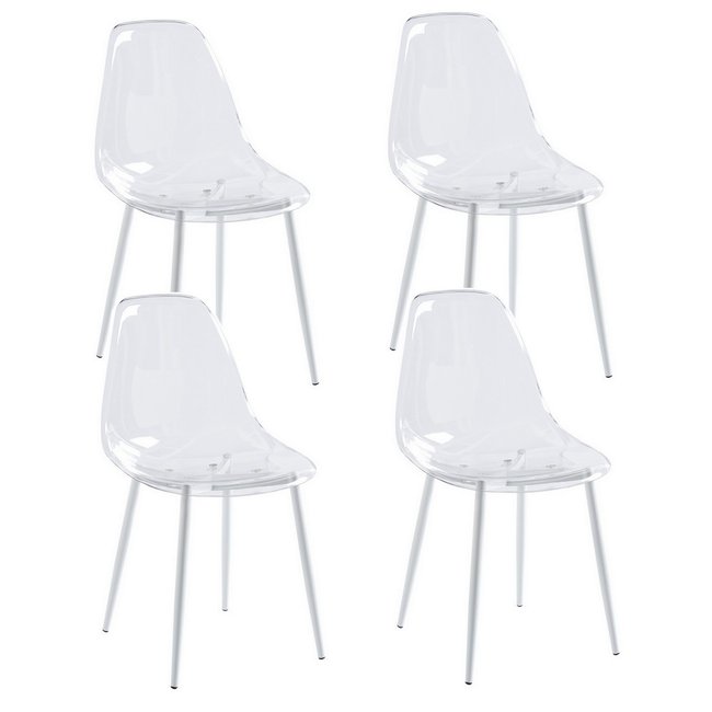 Lot de 4 chaises transparentes avec pieds en acier - CASPER Couleur transparent <span itemprop=