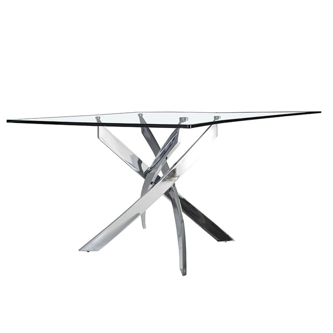 Table à manger rectangulaire verre trempé et acier chromé Couleur verre | acier <span itemprop=