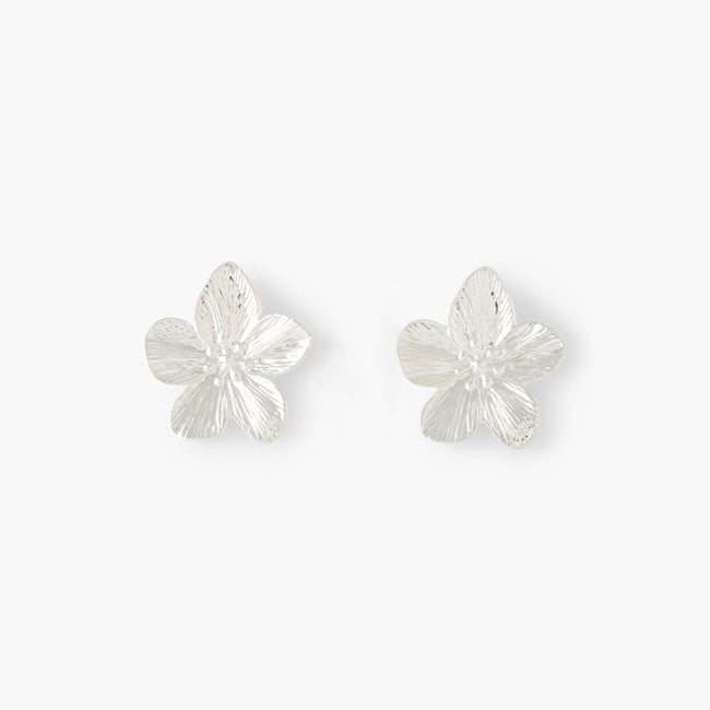 Boucles d'oreilles fleurs argentées argenté <span itemprop=