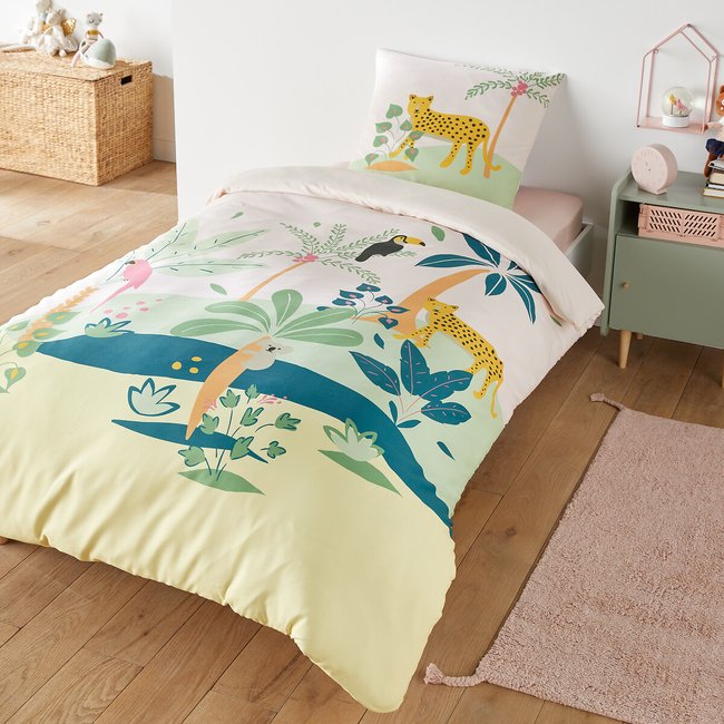Recycled Microfibre Bed Set with Square Pillowcase, printed, SO'HOME