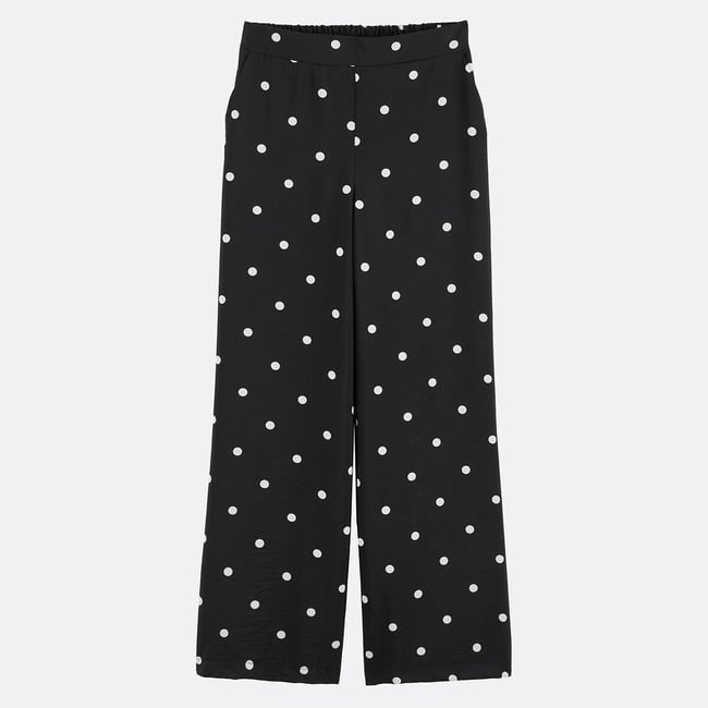 Polka Dot High Waist Wide Leg Loose Fit Trousers polka dot print/black background LA REDOUTE COLLECTIONS