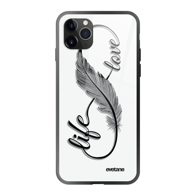 Coque en verre trempé iPhone 11 Pro love life <span itemprop=