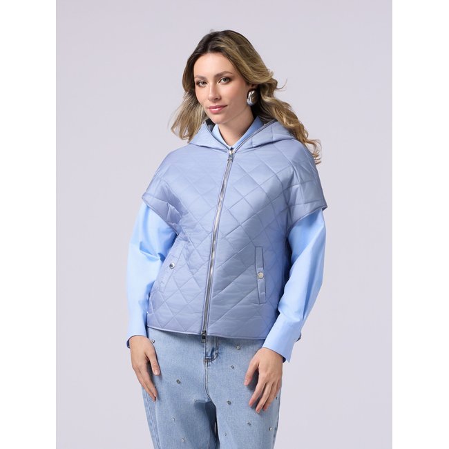 Cape avec capuche matelassée light - blue <span itemprop=