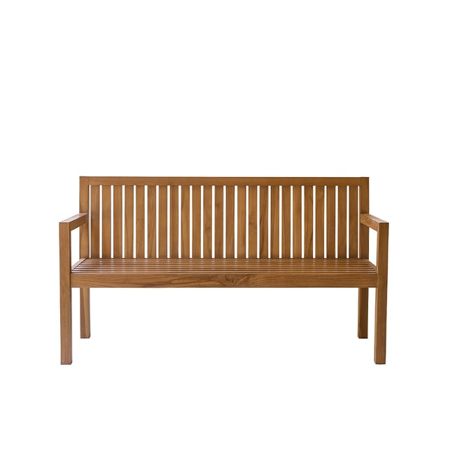 Banc de jardin en teck massif 3 places  MALTE naturel <span itemprop=