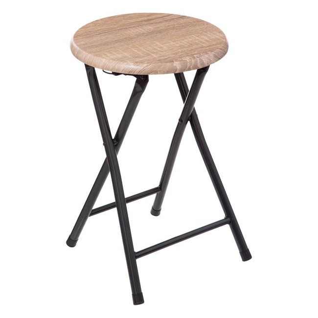 Tabouret pliant effet naturel Couleur gris foncé <span itemprop=