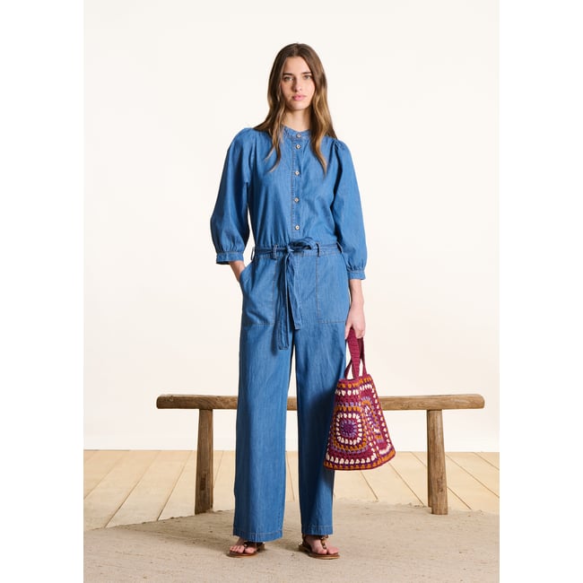 Combinaison pantalon en jean souple medium <span itemprop=