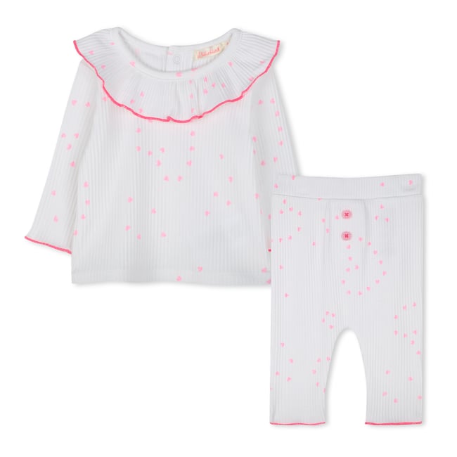T-shirt à volant et legging blanc <span itemprop=