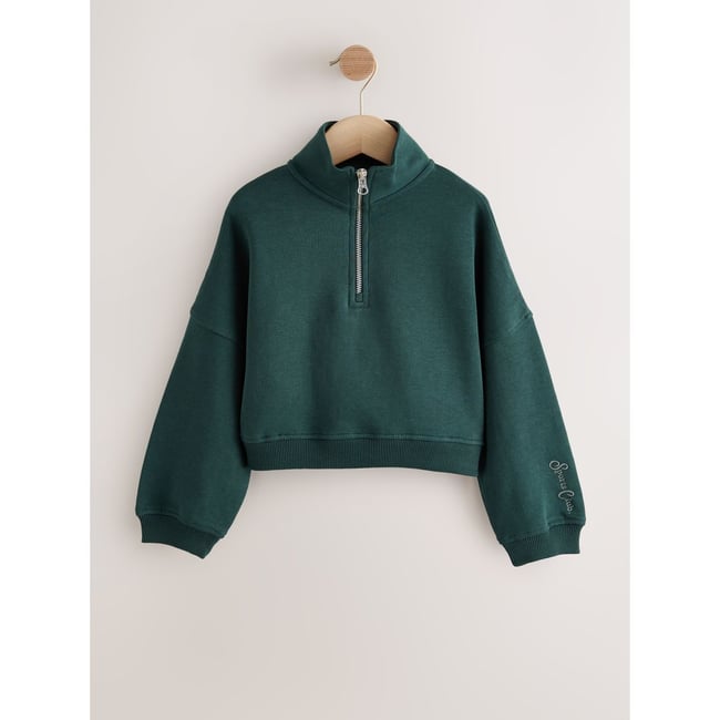 Sweat à col zippé vert <span itemprop=