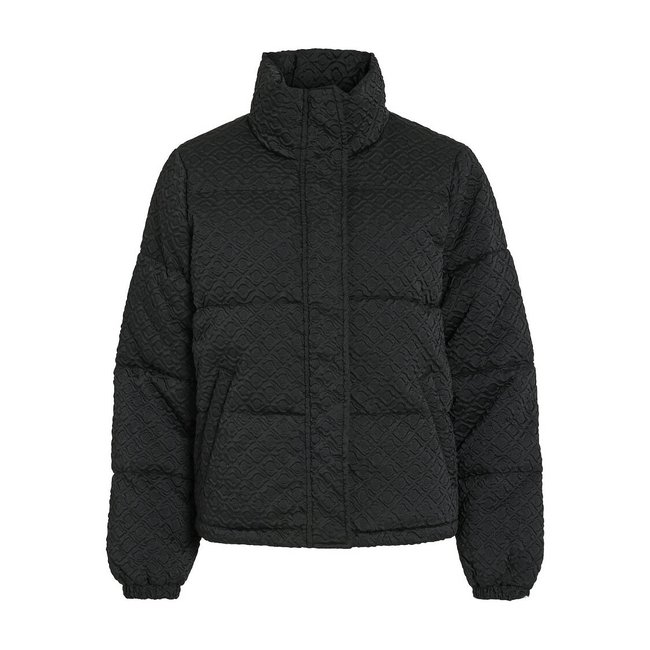 Blusão texturizado, gola subida preto <span itemprop=