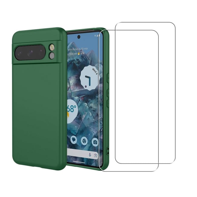 Coque Pixel 8 Pro antichoc + 2 vitres vert <span itemprop=