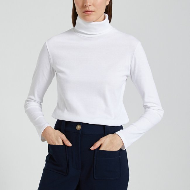 T-shirt icónica, gola alta branco <span itemprop=