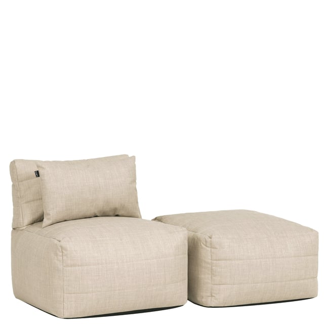 Pouf canapé de jardin modulable en tissu tissé d'intérieur et d'extérieur Oeko-Tex® - NOA beige <span itemprop=