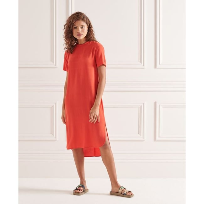 Robe droite à ourlet arrondi grenadine <span itemprop=