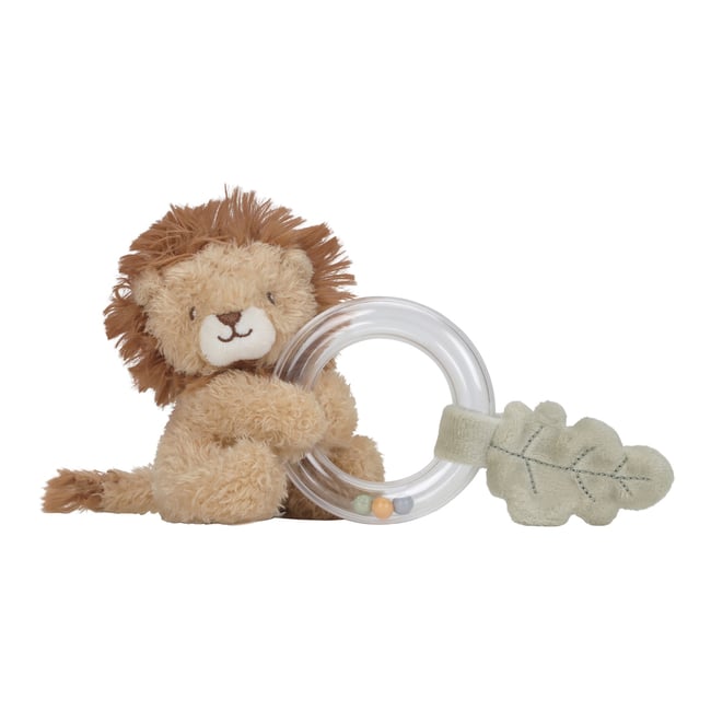 Hochet anneau lion SAFARI FRIENDS marron <span itemprop=