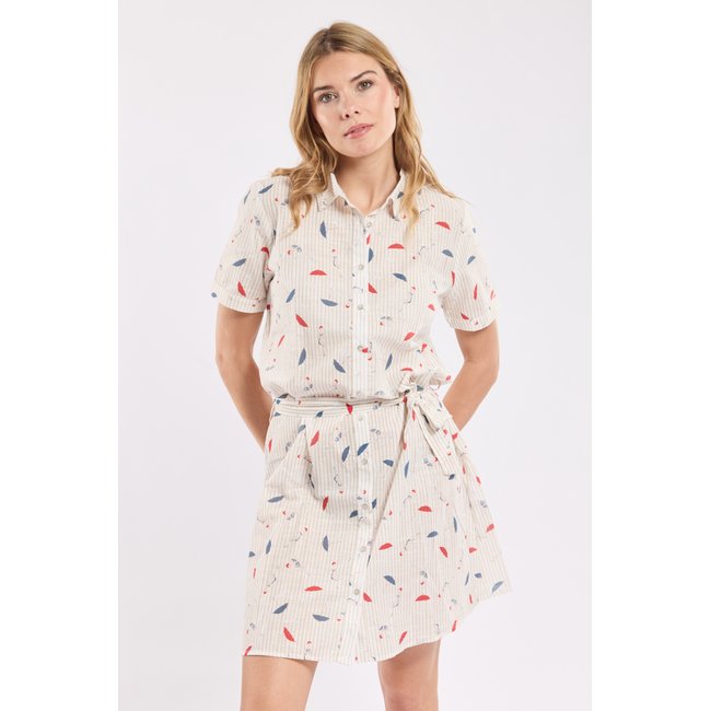 Robe chemise en coton PARASOLS imprimé parasols et baigne <span itemprop=