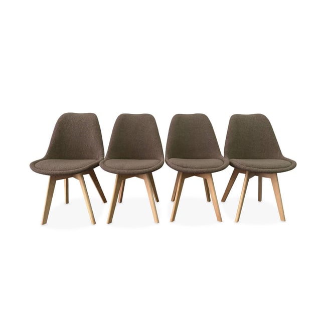 Chaise scandinave bois de hêtre et bouclette (lot de 4) NILS - SWEEEK