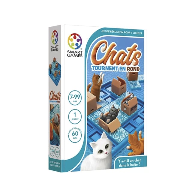 Chats tournent en rond jeu de réfléxion bleu <span itemprop=