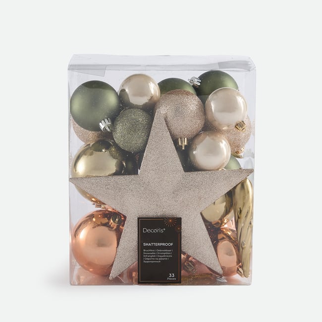 Coffret de 33 boules de Noël, CASPAR Couleur multicolore <span itemprop=