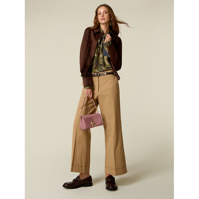 Pantalon cropped beige <span itemprop=