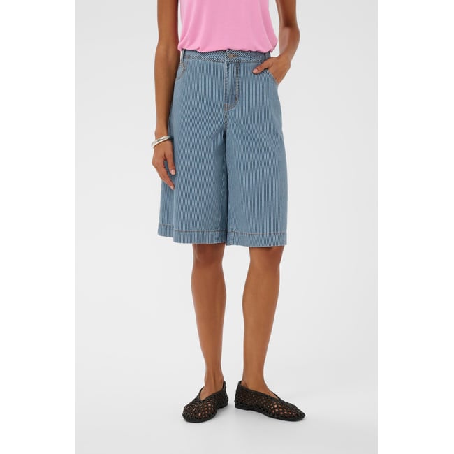Shorts casual bleu/blanc rayures <span itemprop=