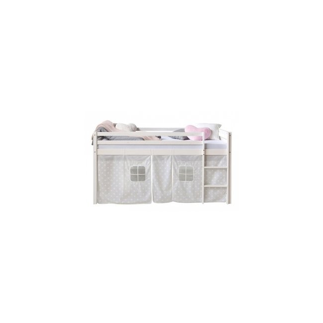 Lit mezzanine rideau design etoiles hes Couleur gris <span itemprop=