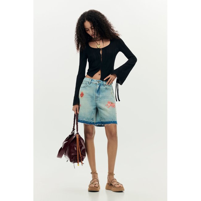 Short jean femme Desigual Sury Crudo beige - Prêt-à-Porter