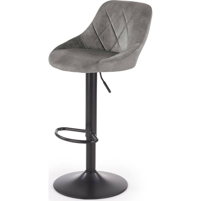 Tabouret de bar réglable en velours matelassé Couleur gris cendré velours <span itemprop=