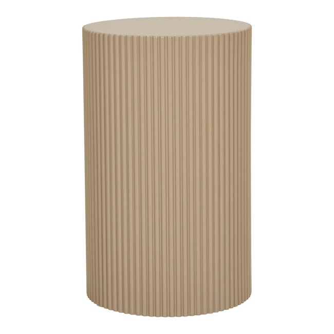 Bout de canapé design - forme ronde striée, beige naturel TRINITE Couleur beige <span itemprop=