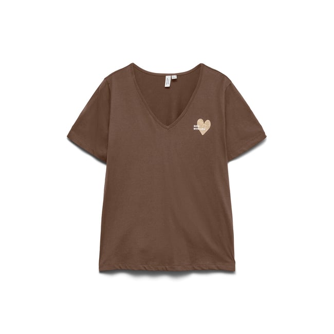 Tshirt manches courte détail poitrine marron foncé <span itemprop=
