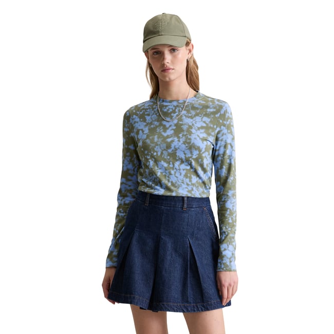T-shirt long slim en jersey imprimé gris <span itemprop=