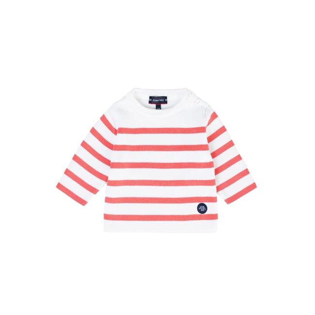 Pull marin rayé en coton BABY blanc/chupa <span itemprop=