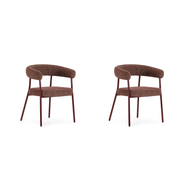 Lot de 2 chaises tissu texturé, ROSA Couleur rouge <span itemprop=