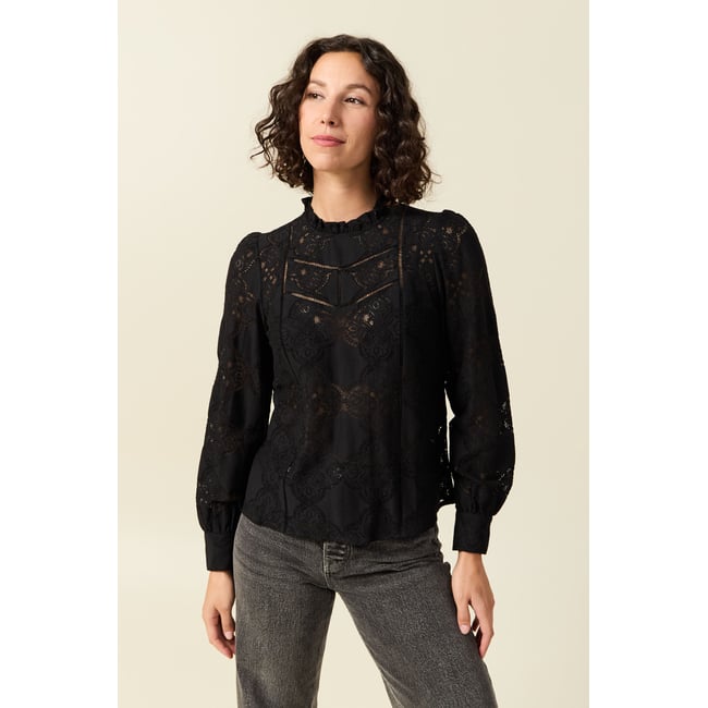 Blouse cintrée dentelle manches longues - BONOBO