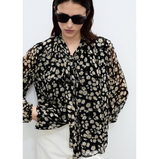 Blouse imprimé floral à nœud - MANGO