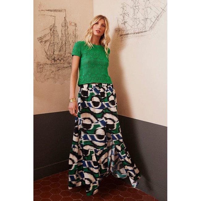 Longue jupe imprimée multicolore <span itemprop=