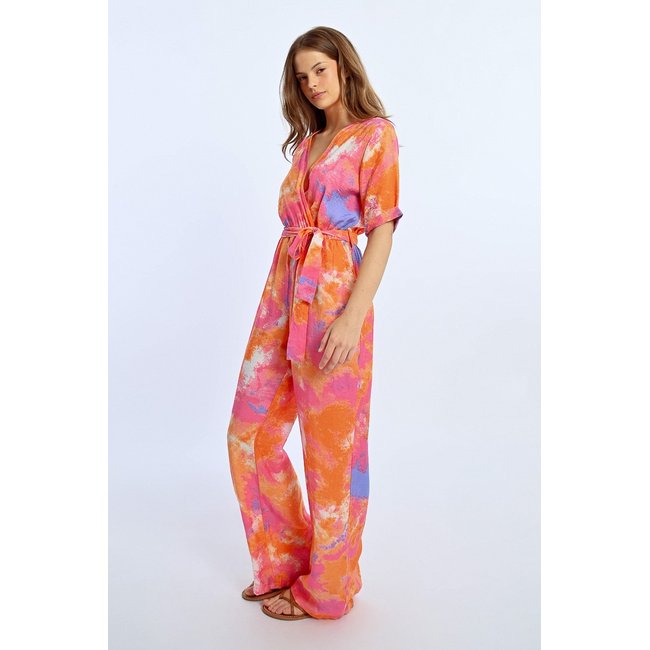 Combi-pantalon coloré orange <span itemprop=
