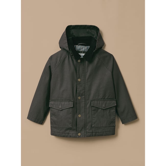 Veste en coton enduit vert fonce <span itemprop=