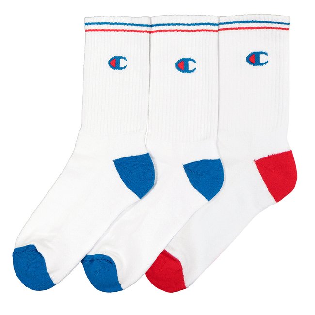 Pack of 3 Pairs of Socks in Cotton Mix, white + white + white, CHAMPION