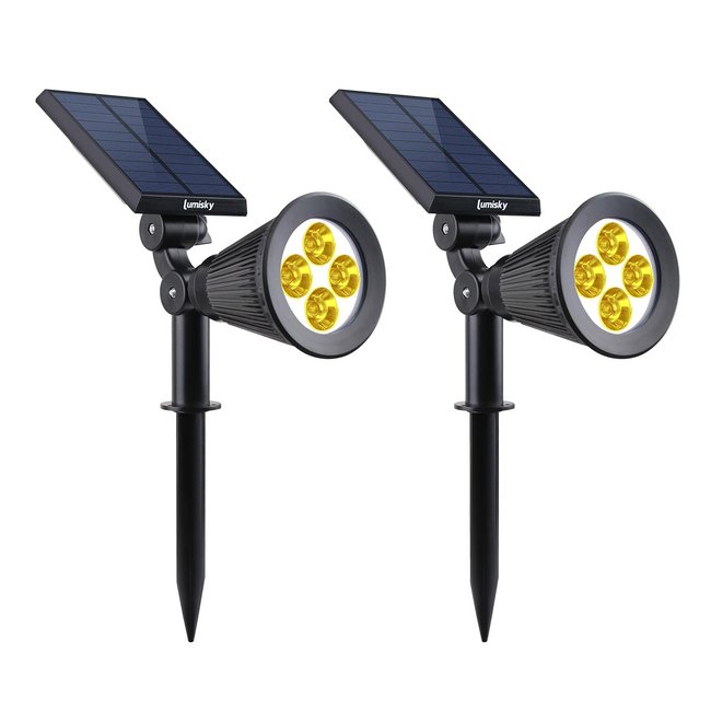 Lot de 2 spots solaires projecteurs SPIKY WARM Couleur noir <span itemprop=