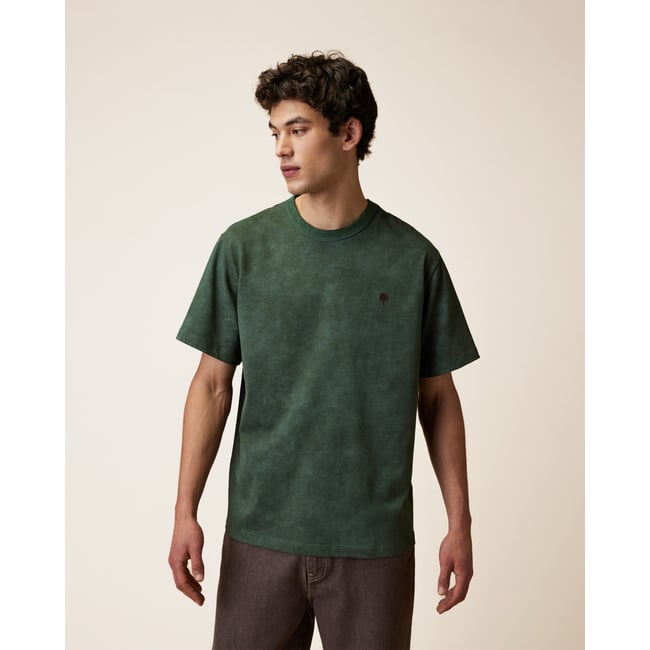 T-shirt en maille vert foncé chiné <span itemprop=
