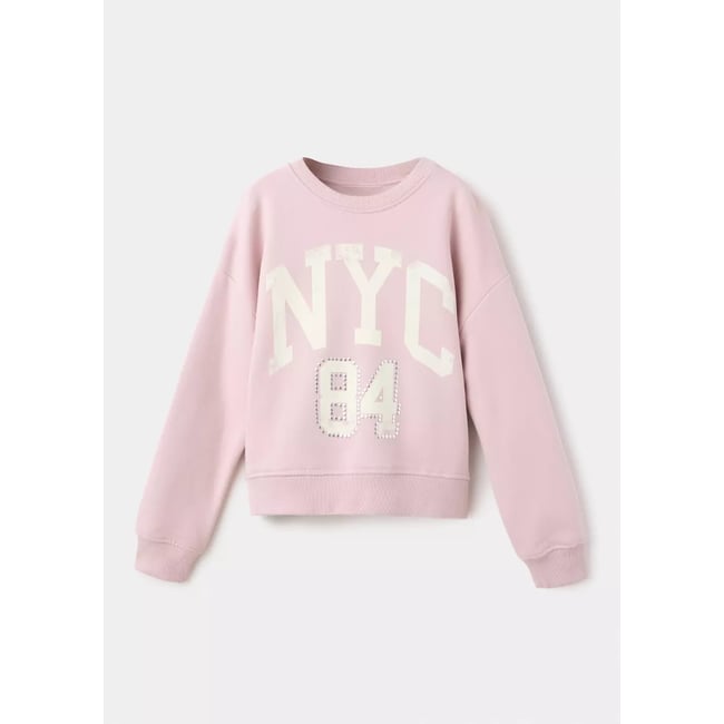 Sweat-shirt coton imprimé rose <span itemprop=