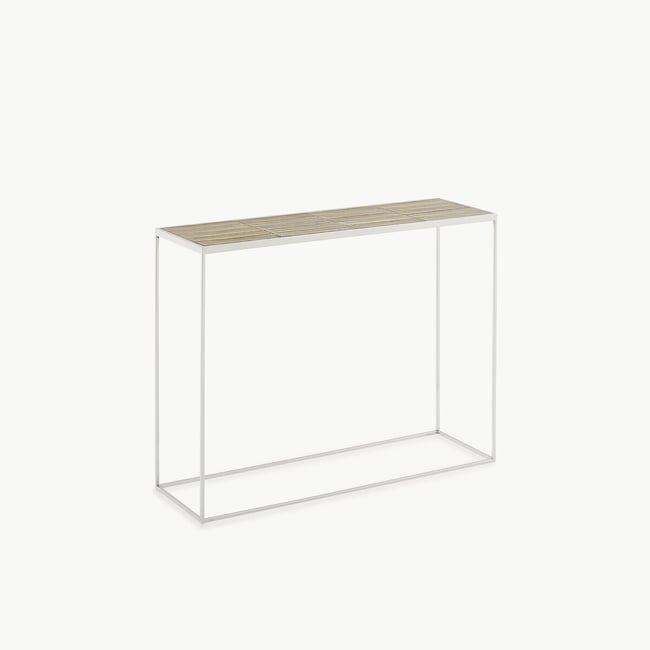 Console en céramique et métal acier chromé, CERAMI vert sauge <span itemprop=